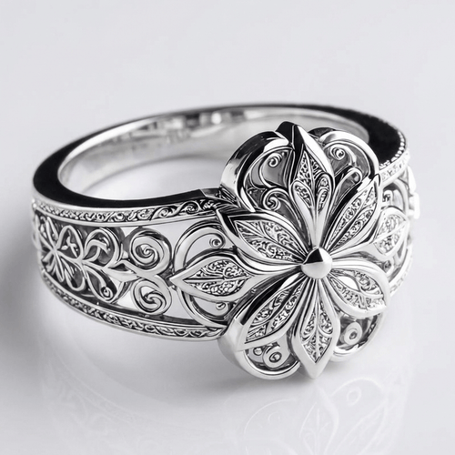 Anel de prata com flor de zirconia da Rose & Oliver, detalhes delicados com acabamento brilhante e design elegante.