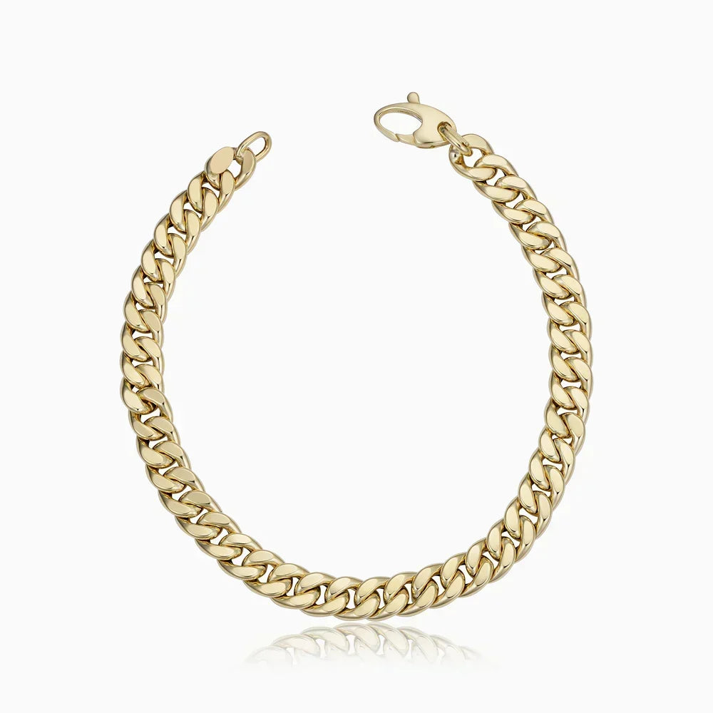 Pulseira dourada Estate™ Cuban da Rose & Oliver, com elos grossos e acabamento brilhante, para um visual elegante e moderno.