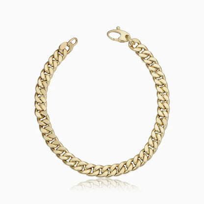 Pulseira dourada Estate™ Cuban da Rose & Oliver, com elos grossos e acabamento brilhante, para um visual elegante e moderno.