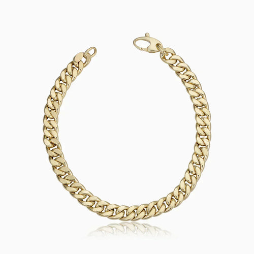 Pulseira dourada Estate™ Cuban da Rose & Oliver, com elos grossos e acabamento brilhante, para um visual elegante e moderno.