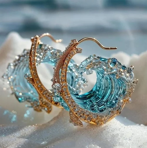 Brincos Ocean's Oath da Rose & Oliver com design elegante, detalhes em prata e acabamento brilhante, acessórios modernos e sofisticados.