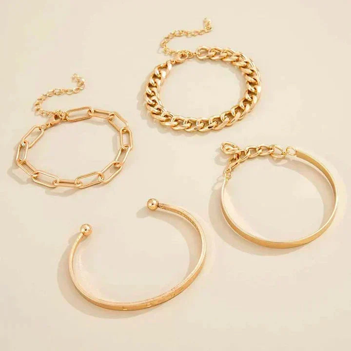 Conjunto de pulseiras douradas Elan™ da Rose & Oliver, pulseiras delicadas e elegantes para combinar com diferentes estilos.